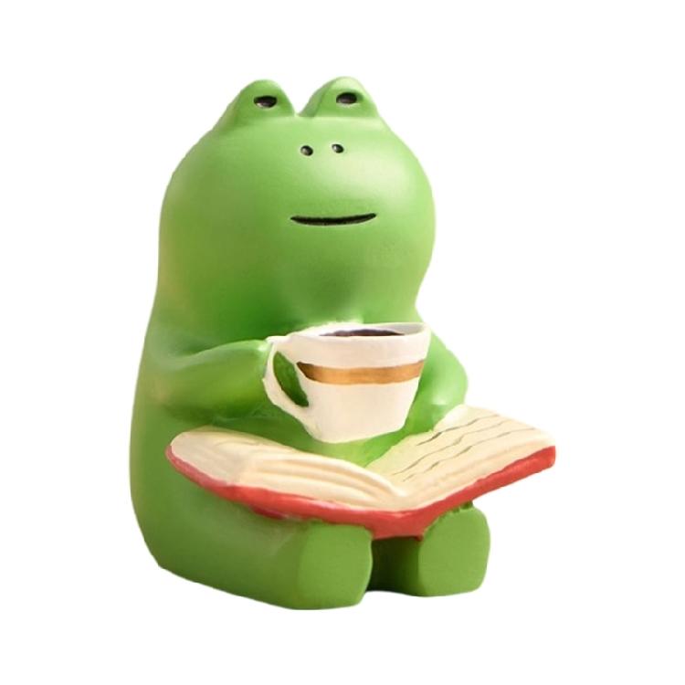 Cartoon Resins Coffee Frogs with Rocking Chair Miniature Decoration Ornament Perfect For Students And Collectors Gift