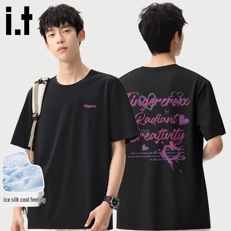 Fingercroxx Men s Ice Silk Breathable Short-Sleeve T-Shirt 5XL