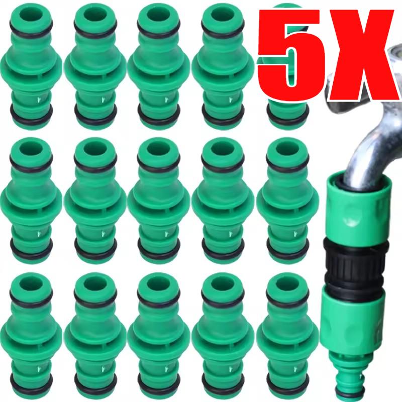 5PCS Double Plug Hose Connector Extender for Car Washing Garden Pipe Connecting Quick Joint Irrigation Watering Plumbing Fitting