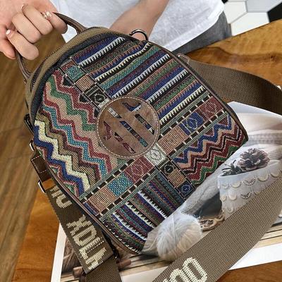 XDLM Ethnisch bestickter Canvas 3-Wege-Rucksack