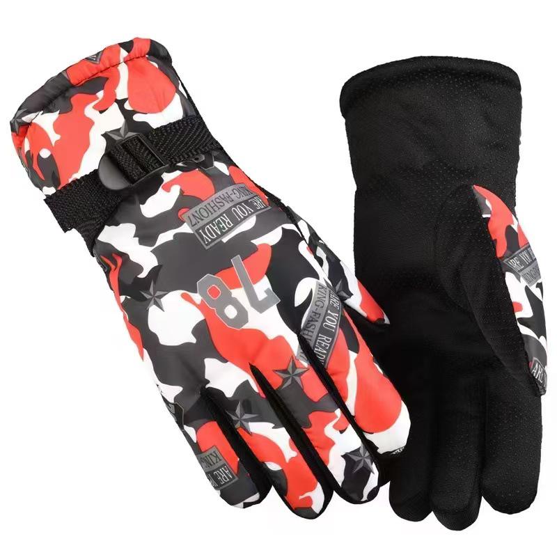 Popular Unisex Warm Waterproof Touchscreen Leather Cycling Gloves - Plush, Thick, Windproof for Winter