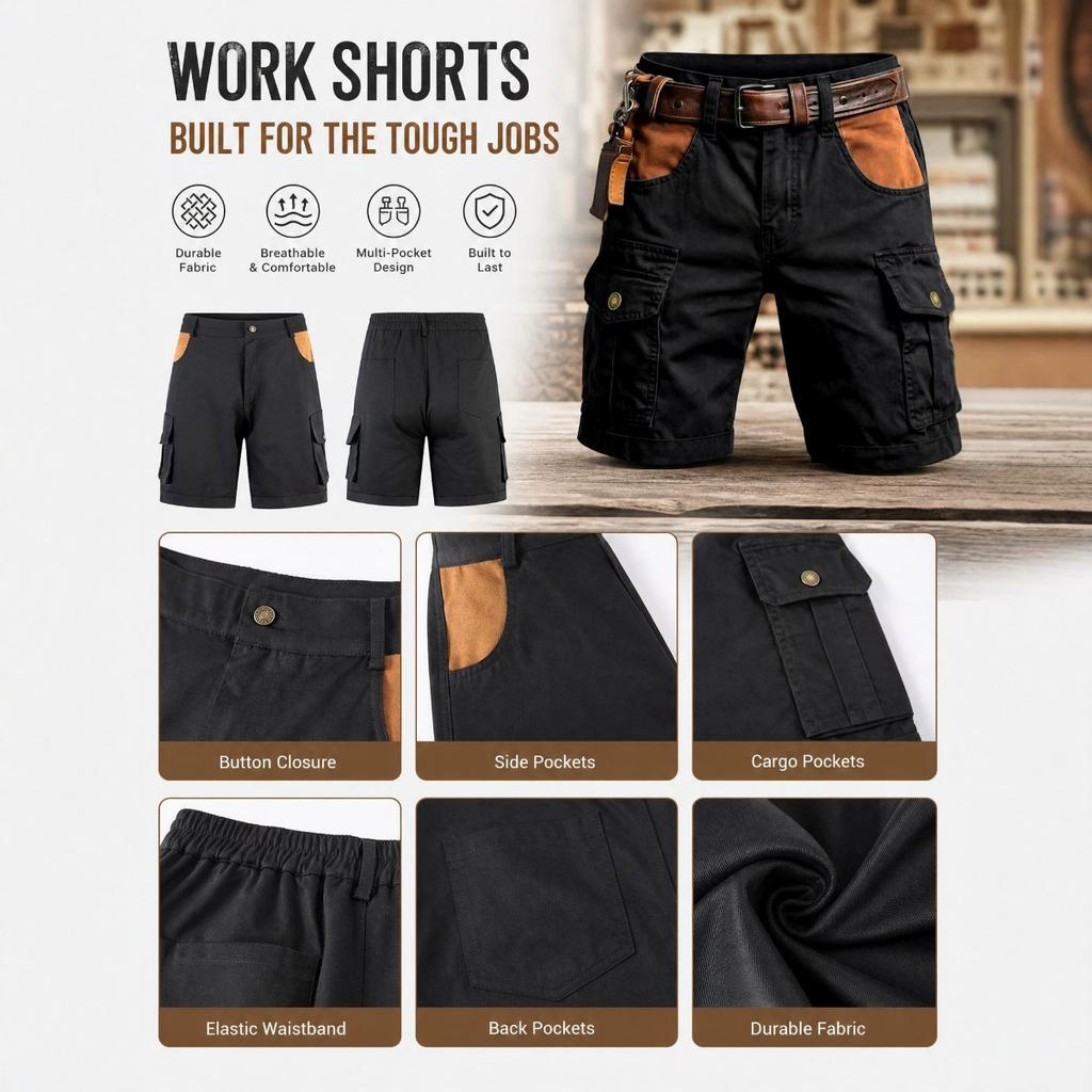 2026 Trendige Herren Mehrfarbige Lässige Outdoor Amerikanische Arbeitskleidung Kurze Hose mit Mehreren Taschen Herren Mode Shorts Hosen