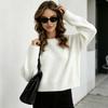Foreign Trade Hot-selling Round Neck Solid Color Simple Temperament Versatile Loose Short Sweater Women's European and American Casual Knitted 