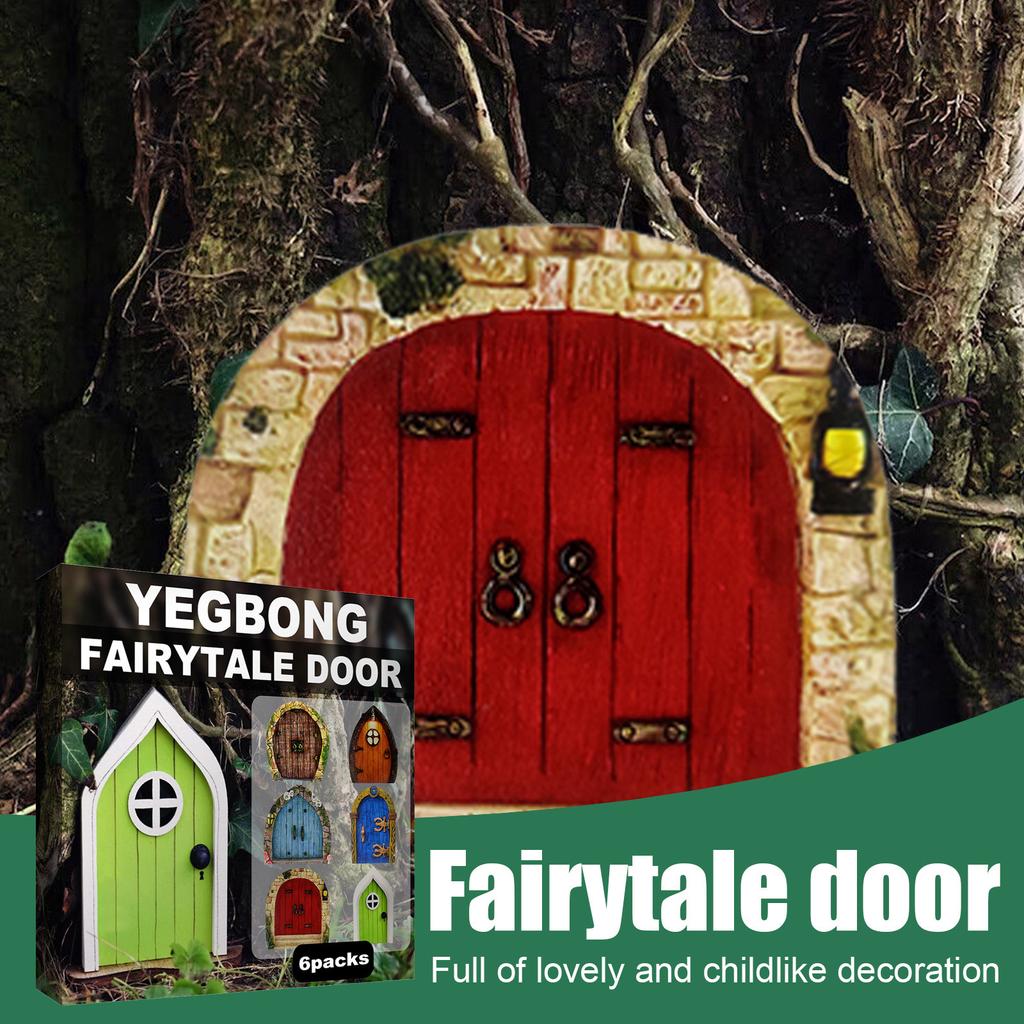 Yegbong garden decoration fairy door garden tree decoration wooden miniature gnome decoration fairy door
