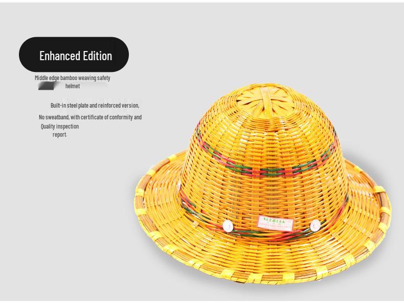 Bamboo Weaving Safety Helmet - Sunshade, Breathable, Anti-Smash, Industrial Protection