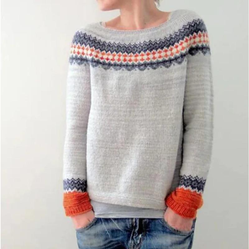 2025 Frühling Gestrickter Damenpullover Druck O-Ausschnitt Langarm Lässig Locker Pullover Damen Winter Elegant Trendige Damenkleidung