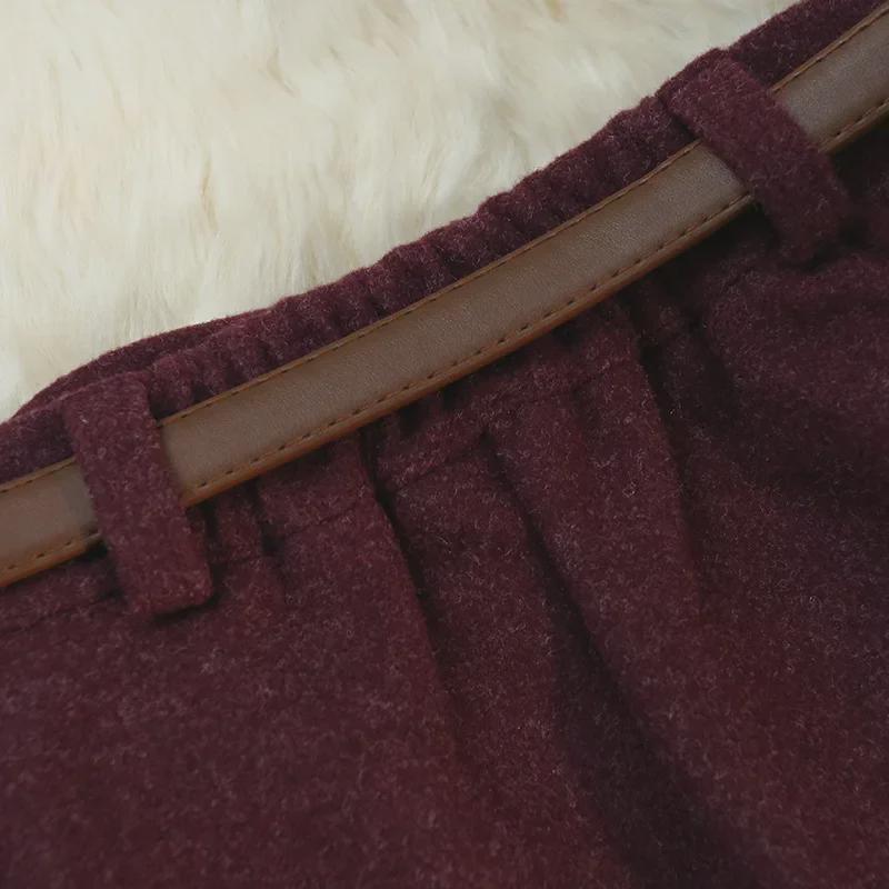 Jupe A-line en laine à taille haute et taille élastique pour femmes - Jupe longue fourreau d'automne/hiver pour les déplacements