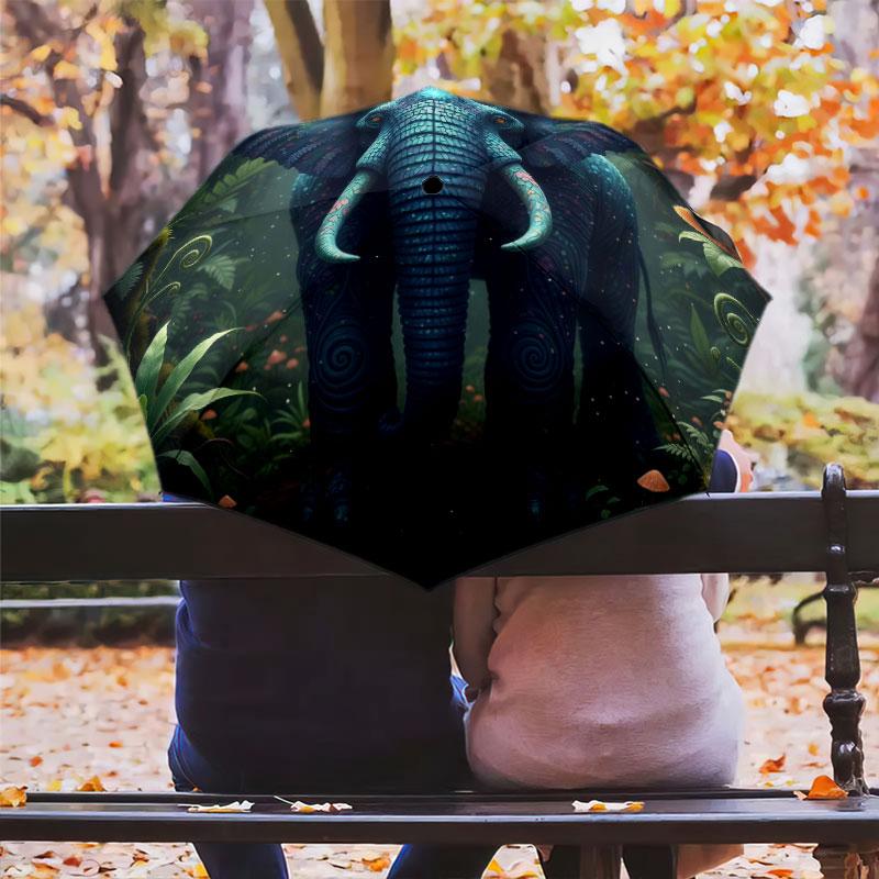 AnimalsElves Pattern Pattern New Style Umbrella, 1 Piece Automatic Folding Umbrella, Portable Travel Umbrella, Outdoor Umbrella, Birthday Gift
