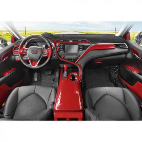 Carbon Fiber A Pillar Front Triangle Red For Toyota Camry 2018- Cover Trim