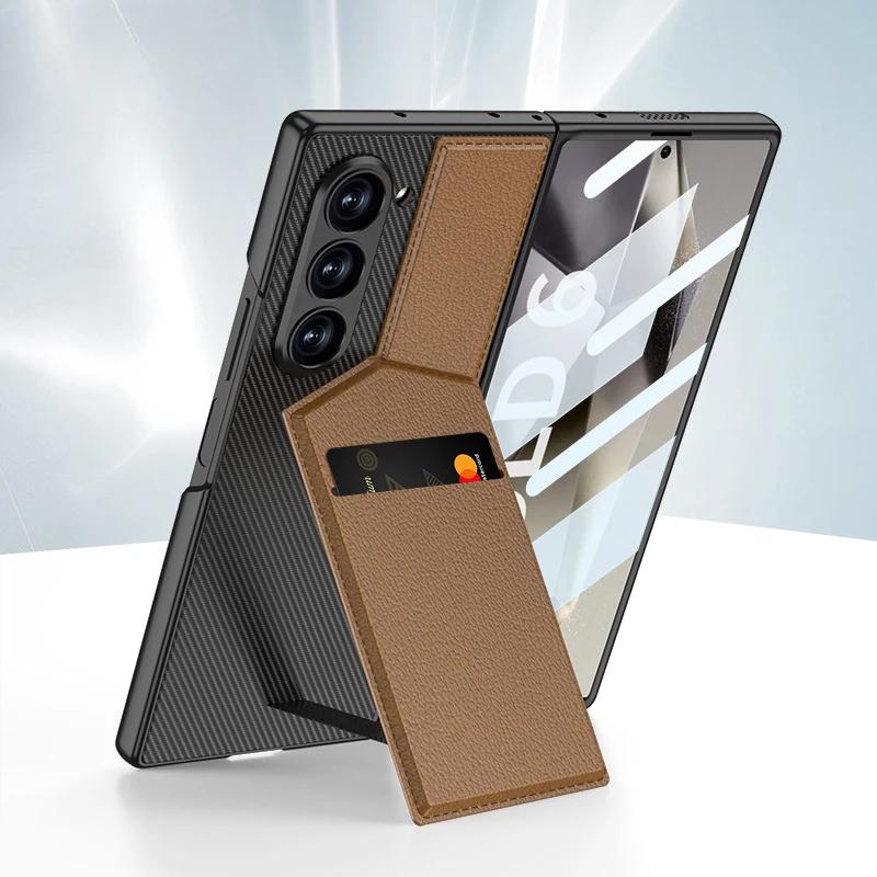 

Кожаный кошелек Fold6 с держателем для карт и подставкой, чехол для телефона Samsung Galaxy Z Fold 6, защитная мембрана Z Fold6 Galaxy Z Fold6 коричневый