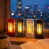 Bedroom Bedside Lamp Telephone Booth Christmas Lantern, Vintage LED Flameless Candle Night Light Retro Phone for Desk, Festive Tabletop Decor, Holiday