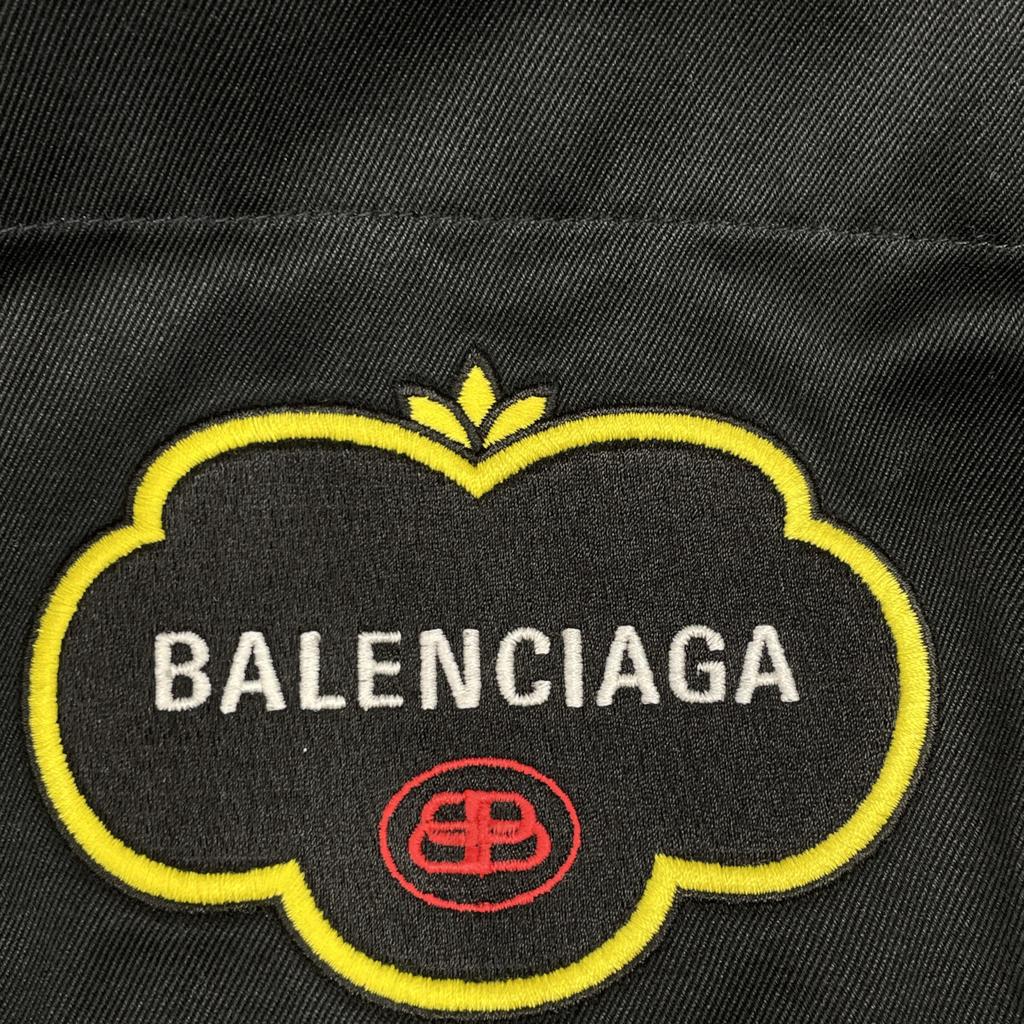Balenciaga 2019 603106 Black Logo Double Sleeve Shirt Tops 37 blackUsed