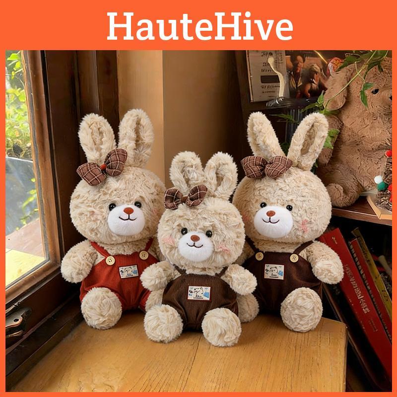 Plush Bunny Doll With Overalls For Kids Birthday Gift And Cuddle Comfort