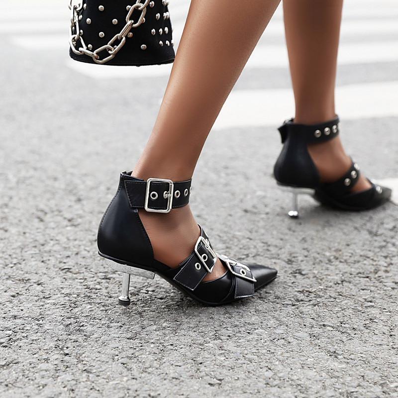 Fashion 2025 Spring New Women Gladiator Pump Thin High Heels Pointed Toe Ankle Strap Buckle Party Ladies Sandals Shoes Zapatos Mujer