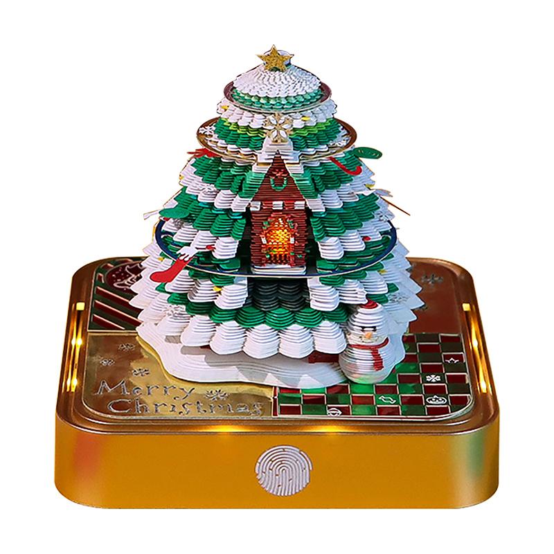 Juletre Bordkalender Med LED-lys 2025 Kalender Notatblokk Kreativ Bordkalender DIY Notater Notisblokk 3D Kunstkalender