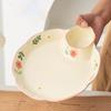 Creative Ceramic Plate Cute Floral Shape Double-Grid Food Container Sauce Condiment Dumpling Breakfast Snacks Plates