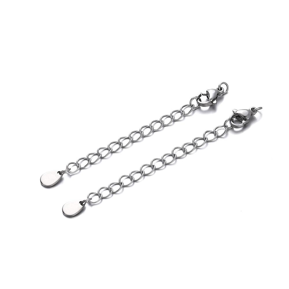 10pcs Stainless Steel Extension Extended Tail Chains Lobster Clasps Connectors DIY Jewelry Making Findings Bracelet Necklaces