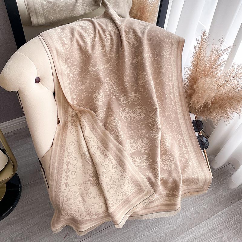 Cashew Flower Versatile Temperament Thickened Scarf Long Outer Shawl Fringed Jacquard Cape