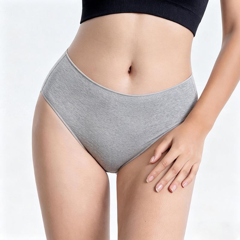 Women Seamless Breathable Solid Mid Waist Cotton Underwear Panties