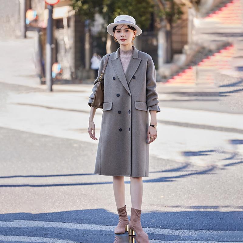 

Pure Wool Coat Cardigan for Women In Autumn and Winter New Fashionable and Versatile High-end Double-sided Cashmere Woolen Coat Jacket S