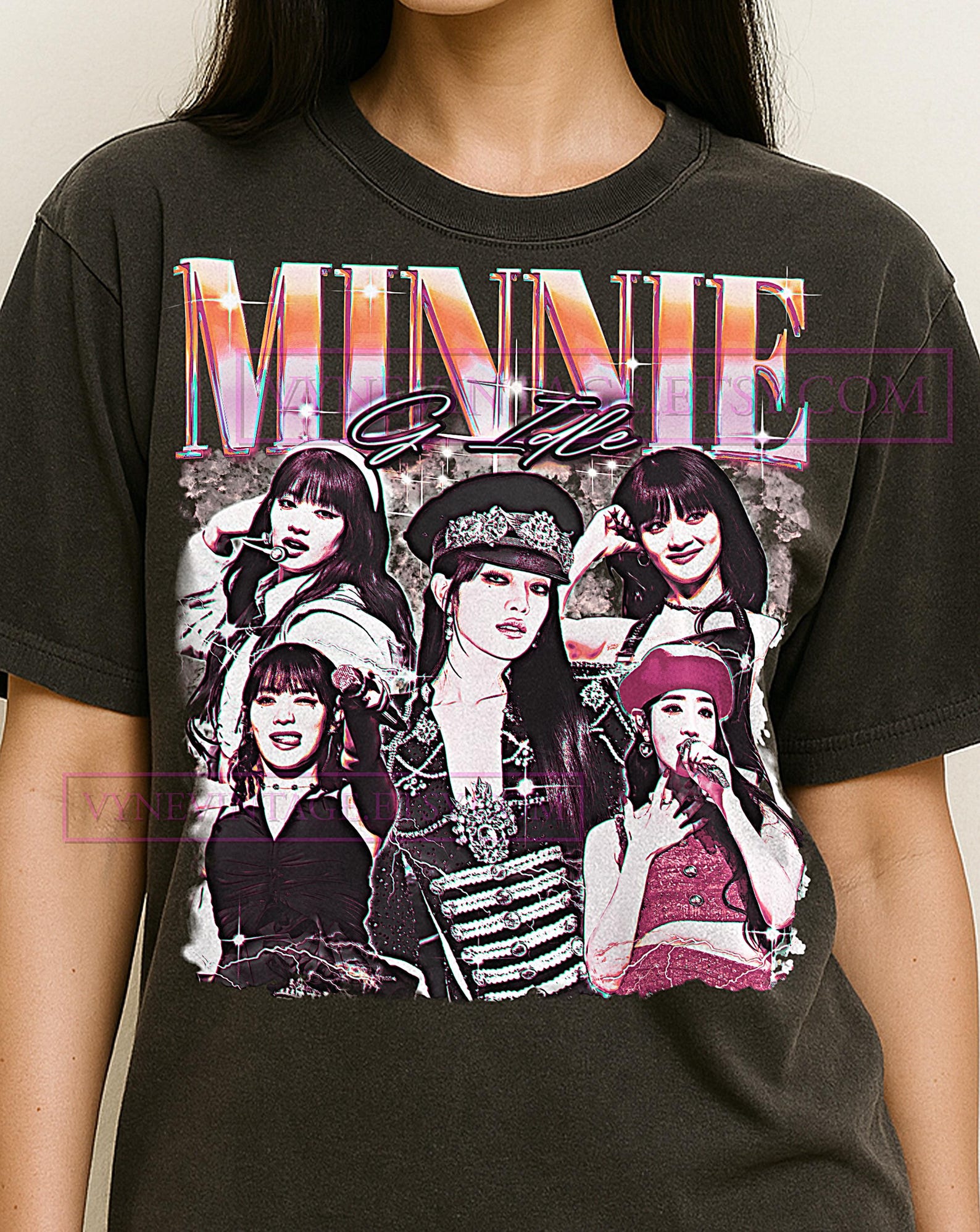 Minnie G Idle Shirt, 90s Vintage Retro Bootleg Minnie G-Idle T-Shirt, K-Pop Vocalist Graphic Tee, Neverland Fan Aesthetic Shirt L