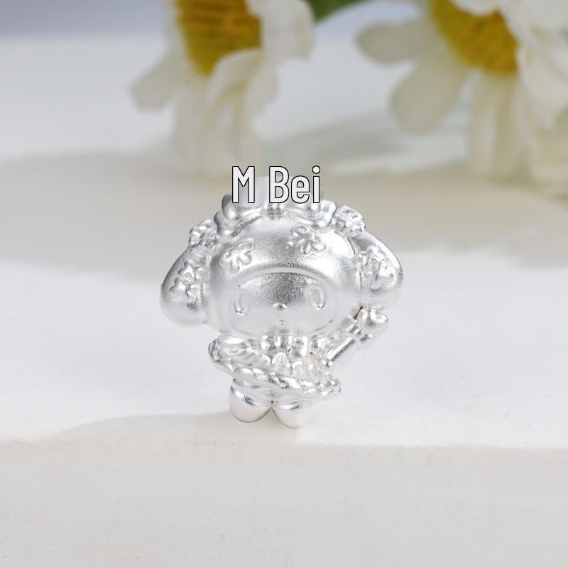 Ballet Melody 999 Sterling Silver Beaded Hand-Woven Rope with Cartoon Charms