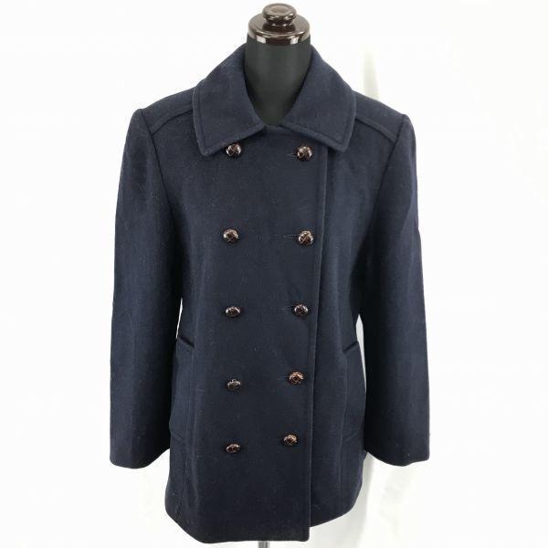 USED/Made in USA MACKINTOSH Wool Pea Coat Navy Women's M