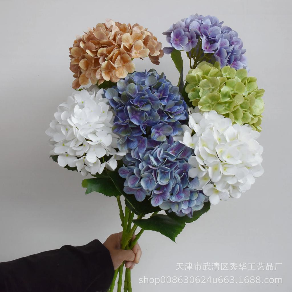 5Pcs Artificial 3D Printing Hydrangea Flowers Bridal Bouquet Wedding Decor Silk Flower Home Living Room Decoration Party Floral