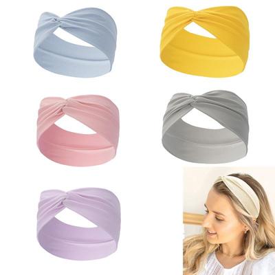 Fascia Sportiva Nodo Tinta Unita Ampia Tesa Europea e Americana - Elastico Accessorio per Capelli da Yoga da Donna