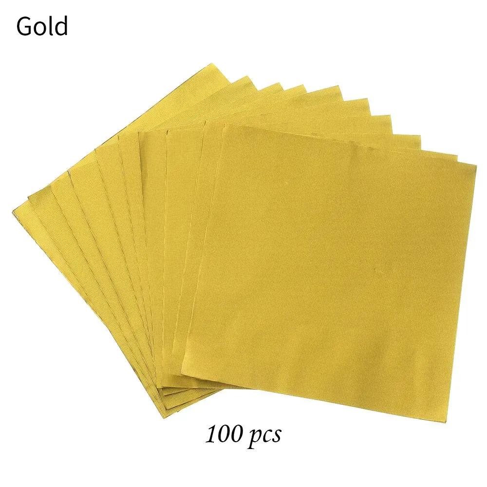 100 PIEZAS Color Dorado Papel de Envoltura en Lata de Papel de Aluminio Estampado Metálico Papel para Caramelos Chocolate Suministros para Bodas y Fiestas