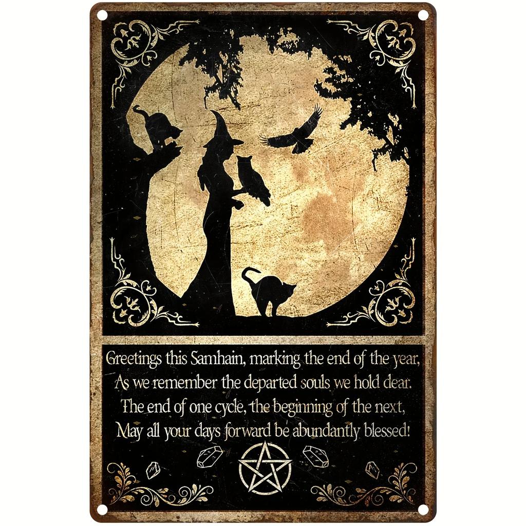 The House Witch Rules Halloween Halloween Decoration Metal Tin Sign Vintage Plaque Decor Wall Art Wall Room Home Restaurant
