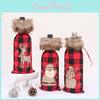 Elegant Christmas Red And Black Plaid Wine Bottle Set For Restaurant And Hotel Decoration