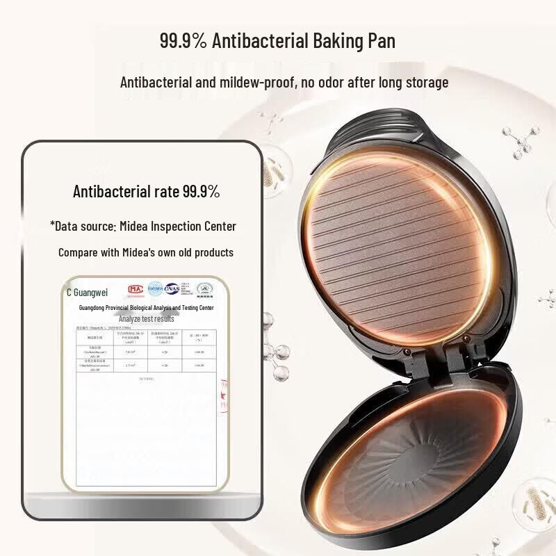 Midea 1550W Electric Griddle & Sandwich Maker with Antibacterial Plates CN plug (adapter included)
