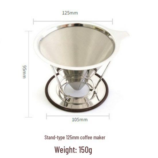 145mm Stainless Steel Coffee Filter with Double-Layer Screen