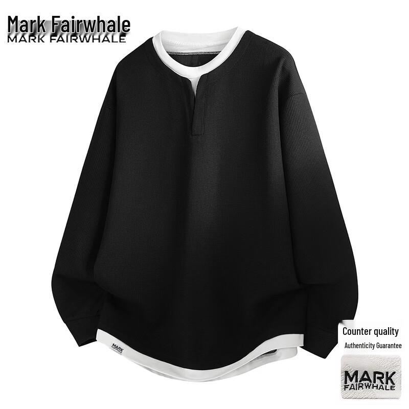 Mark Fairwhale Men's Round Neck Faux Two-Piece Sweatshirt