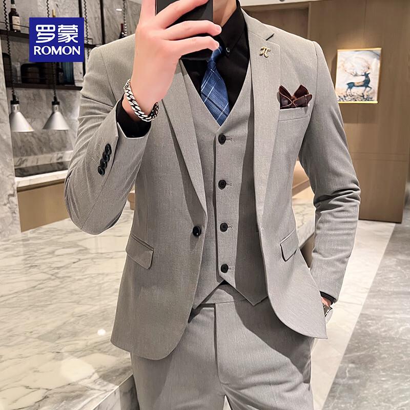 ROMON Men's Slim-Fit Business Formal Suit