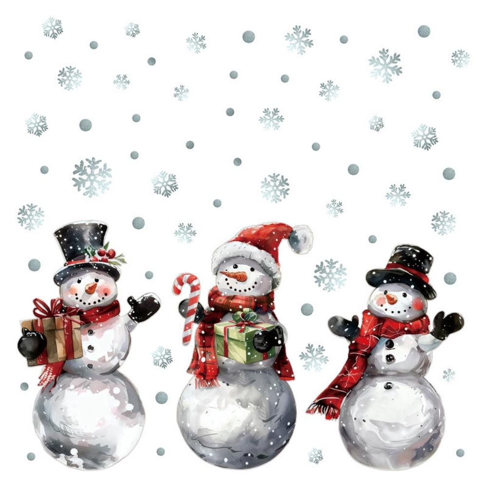 Snowflake Window Decals Cartoon Snowman Window Clings Creative Decorative Sticker Home Decoration