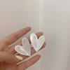White Color Big Heart Stud Earrings for Women Girl Korean Love Drop Glaze Aesthetic Daily Life Minimalist Earring Jewelry