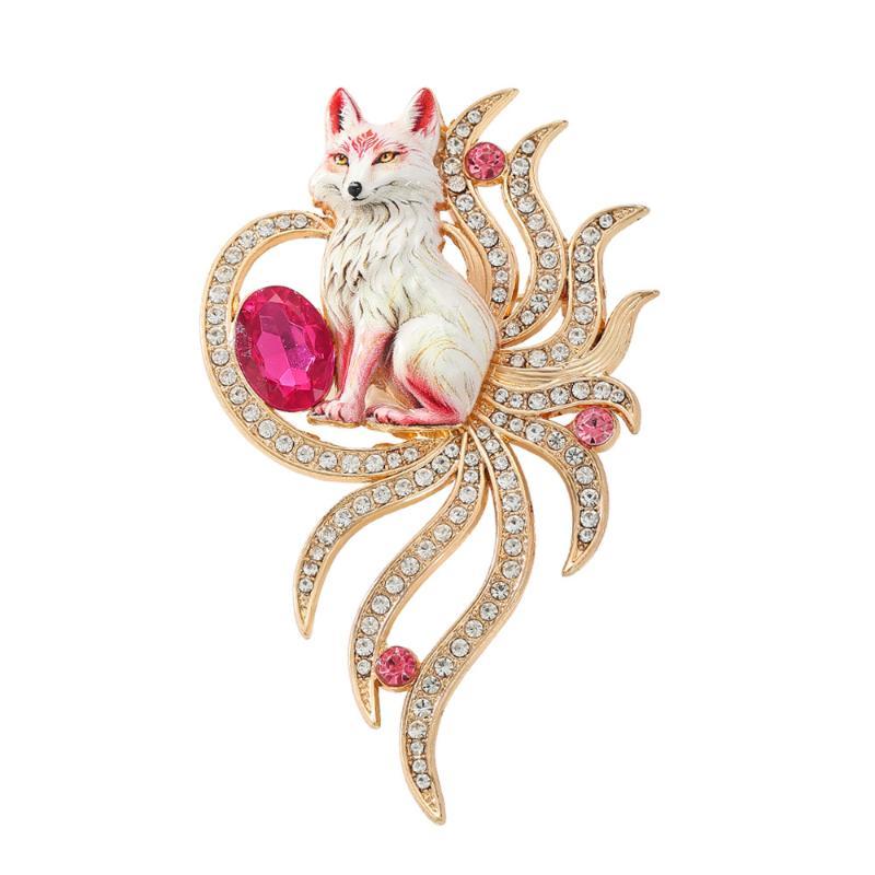 New Arrival Women Men Colored Rhinestone Fox Brooches Pins Fashion Vintage Exquiste Crystal Animal Badges Accessories Gift