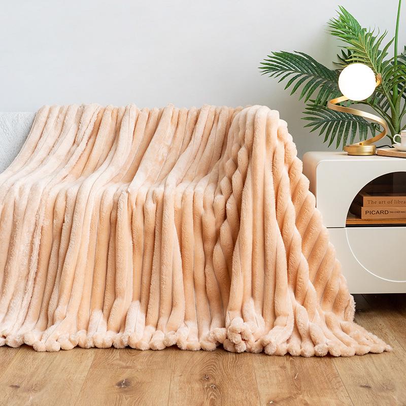 Cross-Border Flannel Rabbit Plush Blanket: Multifunctional Sofa Cover and Thick Winter Nap Blanket