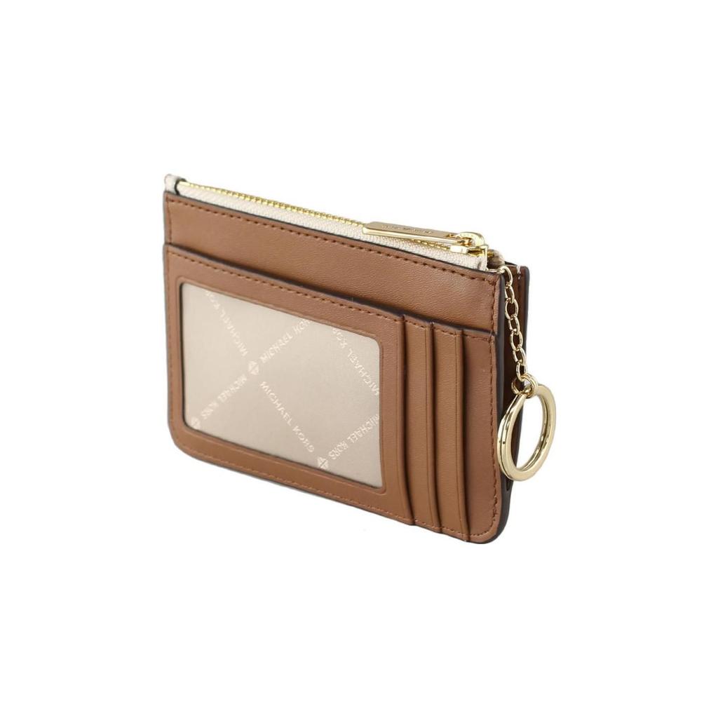 Michael Kors MK Jet Set Travel Cartera Corta Monograma Vintage Detalle de Cuero Porta Tarjetas Cartera para Mujer Vainilla-Blanco 35H9GTVP1B-VANILLA