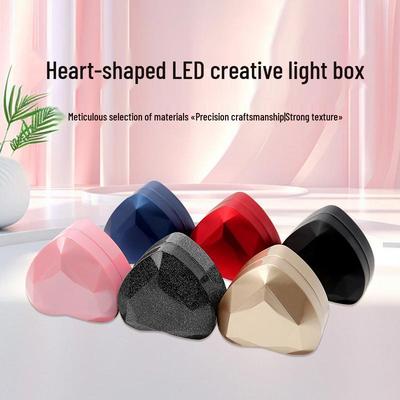 Luxury Heart-Shaped LED Jewelry Box for Rings and Necklaces