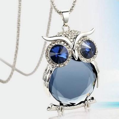 Women's Lucky Owl of Night Pendant Necklace and The Night Guardians Long Sweater Chain Owl Pendant Necklace Lovely Animal Pendant Necklace