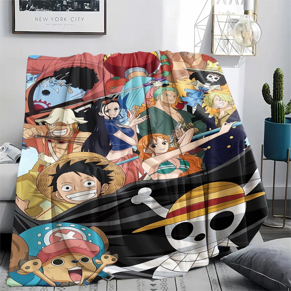 One Piece Charakter Print Flaneldecke, Hohe Qualität, Bequem für alle Jahreszeiten, Heimdekoration, Wärme und Komfort, Perfekt für Weihnachtsgeschenke