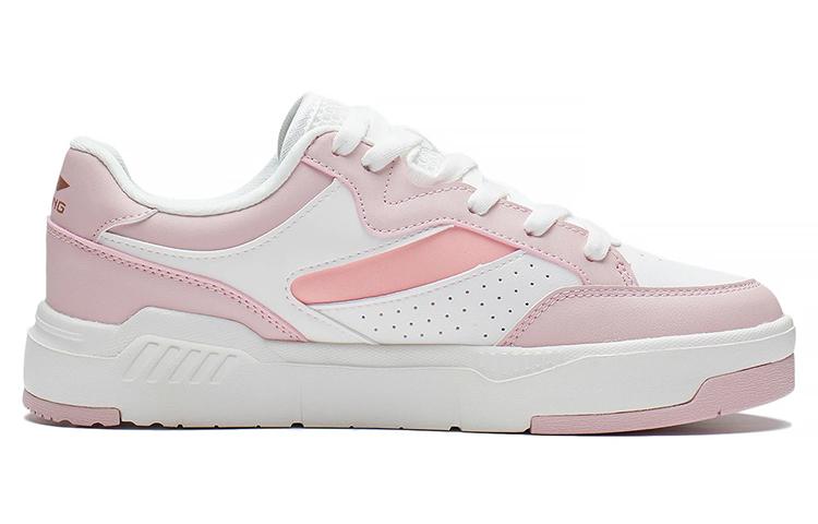 Li Ning ACE Slip Resistant Abrasion Resistant Low Top Skateboard Shoes Women's White Pink AGCS032-2