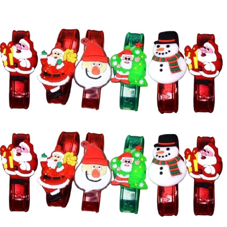 12Pcs Glowing Silicone Bracelets for Kids and Teens Christmas Wristbands Flashing Jewelry Birthday Party Accessories