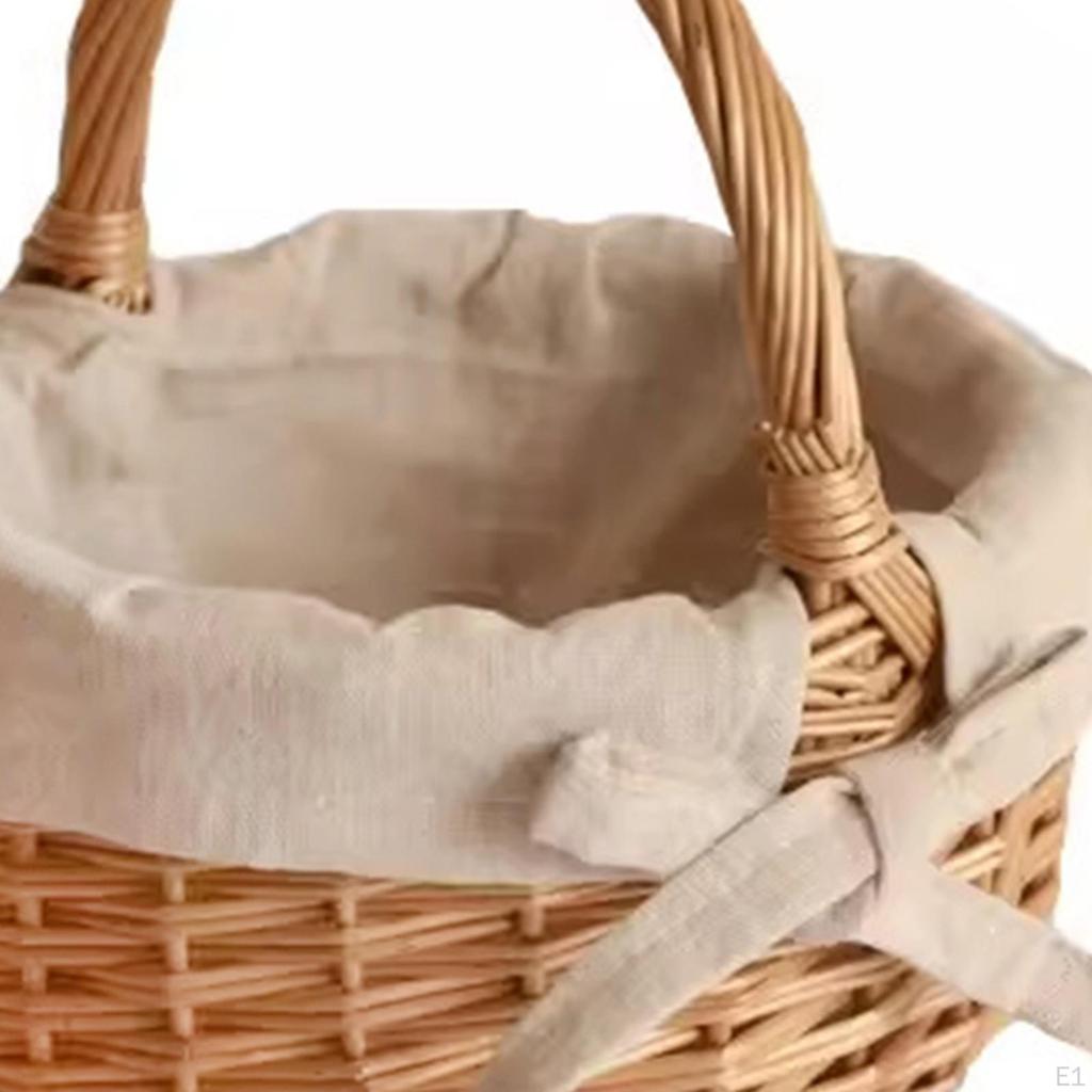 Mini Woven Basket with Handle Empty Gift Handmade Rustic Versatile Bread for Picnic