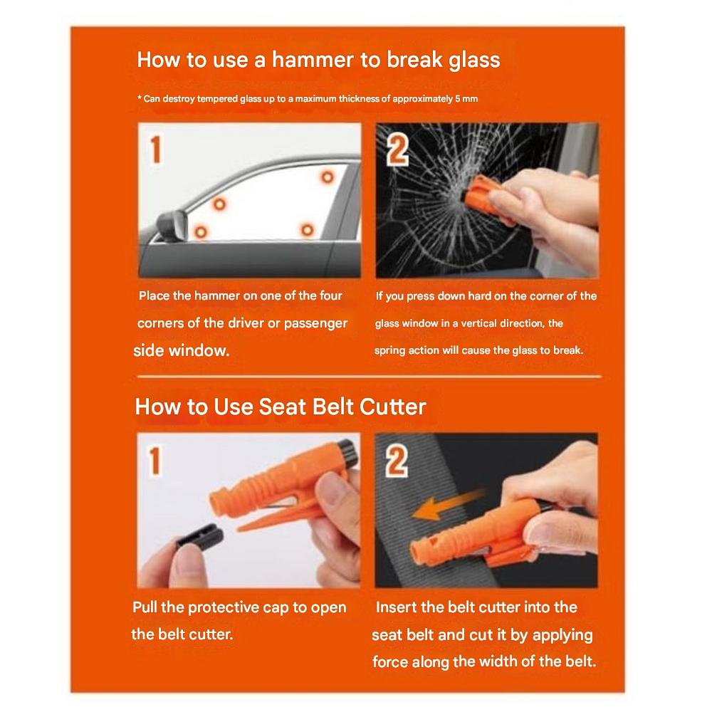 Ferramenta de Escape/Evacuação Multiuso de Veículo/Carro 3-em-1