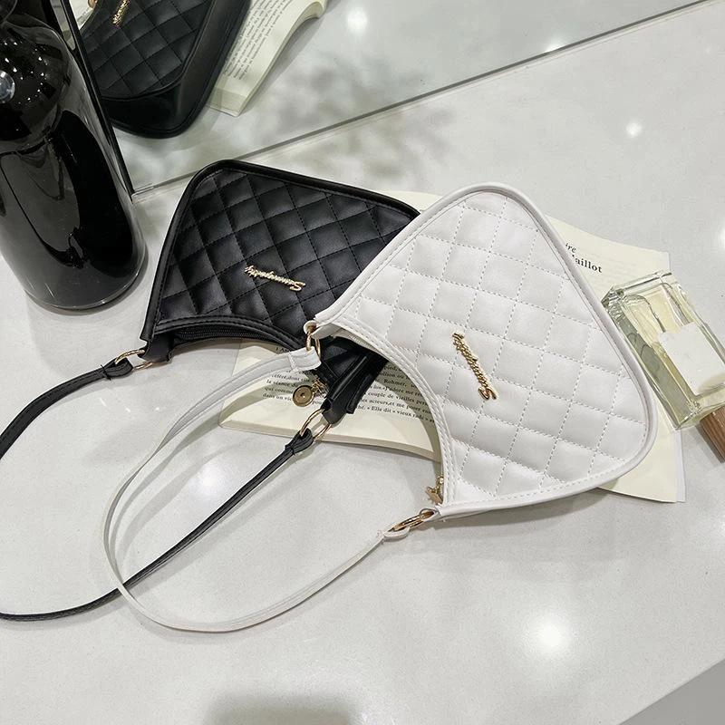 Quilted Pu Leather Hobo Bag Argyle Casual Underarm Bag Women Handbags For Daily Commute Shopping