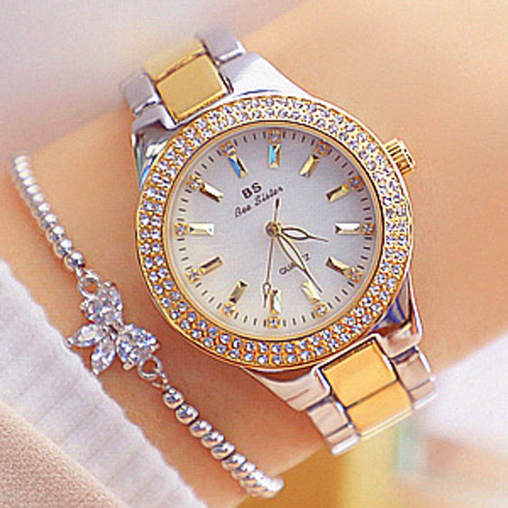 BS Bee Sister New Women Watch Fashion High Quality Casual Waterproof Stainless Steel Wristwatch Lady Quartz Watch Gift for Wife